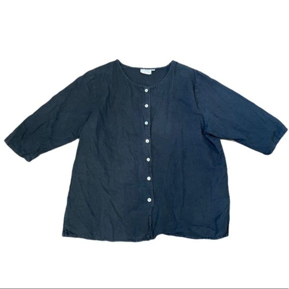 HOT COTTON BLACK LINEN BLOUSE 1X